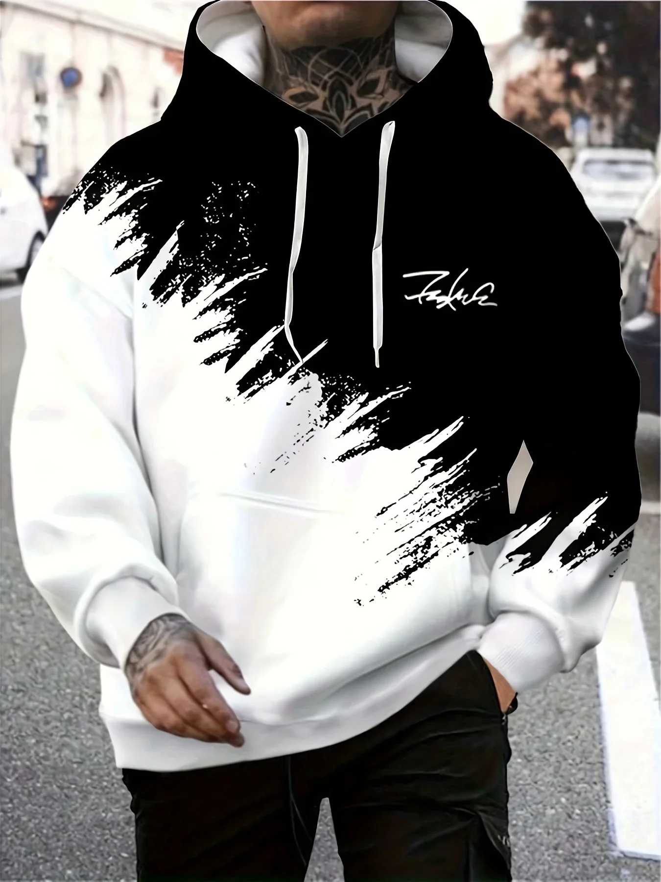 

2025 newMen Long Sleeve Hoodie with Kangaroo Pocket, Casual Hooded Sweatshirt, Outdoor Clothing, Fashion
