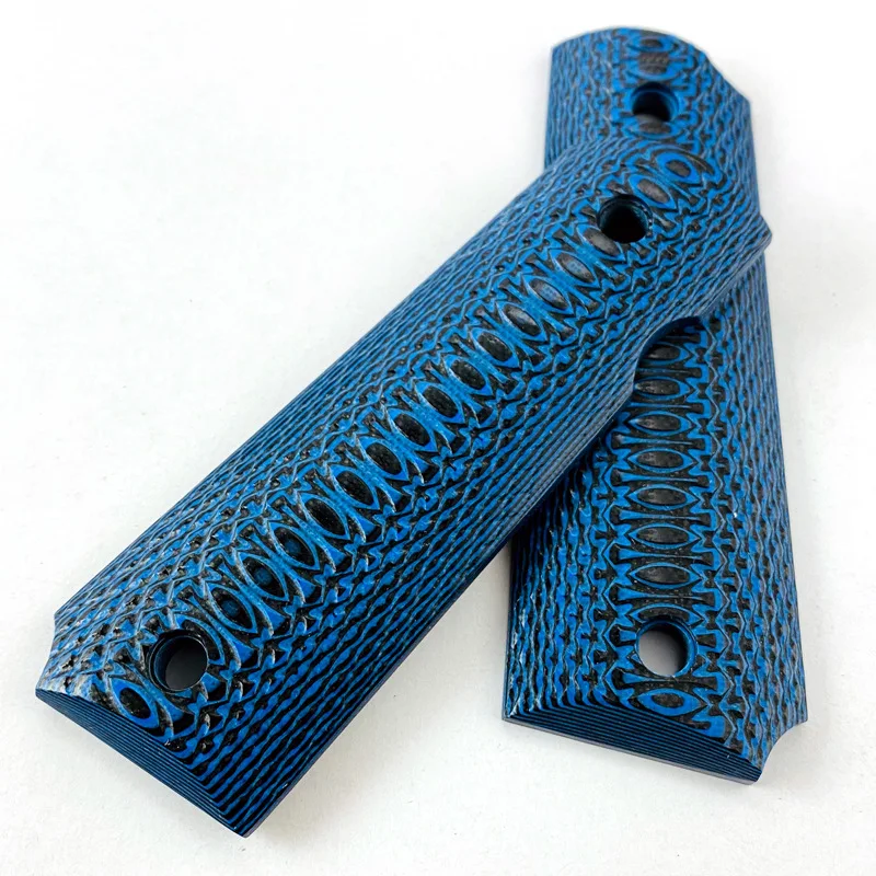 G10 Blue Textured Non-Slip Patches Handle for 1911 Model Full Size,  Grips for, Tactics Accessories Scales Parts, 1 Pair