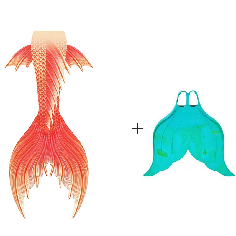 Orange Beautiful Colour Custom Made Plus Size Adult and Kid size Mermaid Tail Skin Club Sexy Bikini Swimsuit Fin With Top Bra