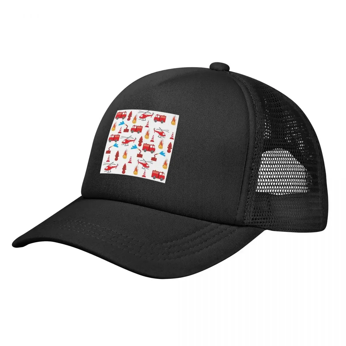 Red Transport Fire Truck Engine Brigade Mesh Baseball Caps Snapback Fashion Baseball Hats Breathable Casual Casquette