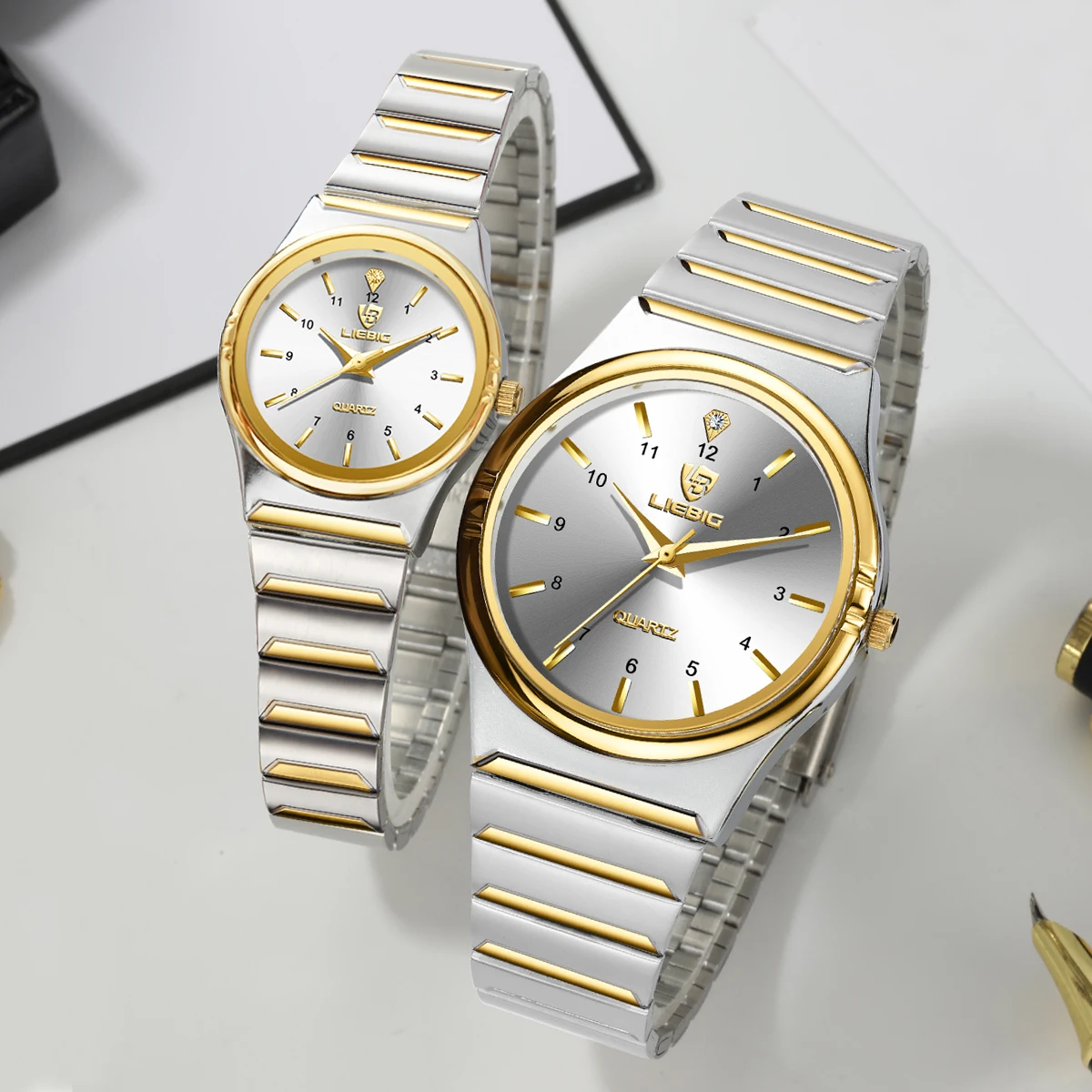 

LIEBIG L1024 Luxury Wristwatch With Stainless Steel Strap Men Women Fashion Quartz Watch Couple Gift Clock Relogio Masculino
