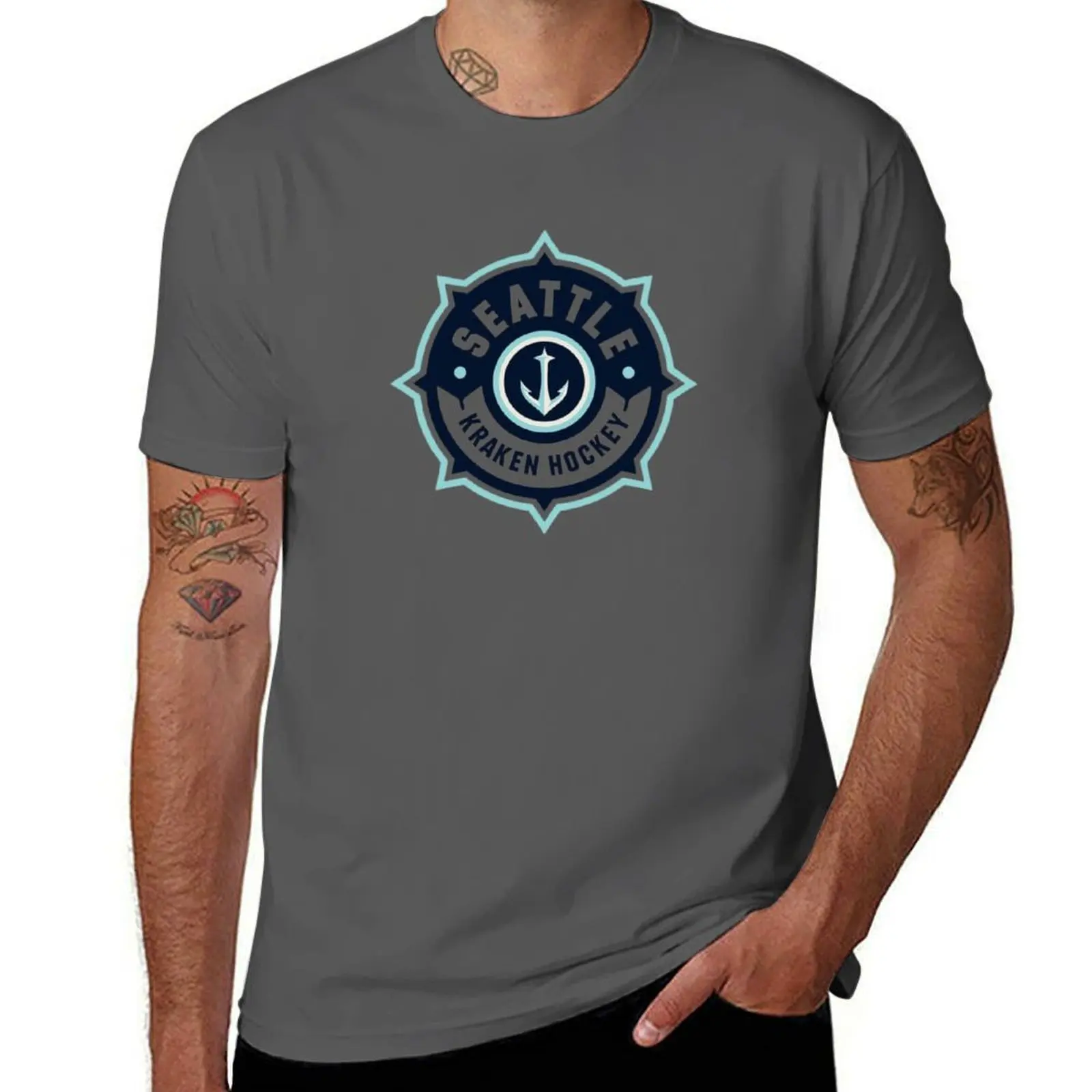 

Seattle Hockey Badge T-Shirt Big Size Daily Wear T-Shirt