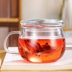 GIANXI 350ML Transparent Glass Cup With Handle Household Coffee Cup School Living Room Flower Tea Cup Kitchen Bar Supplies