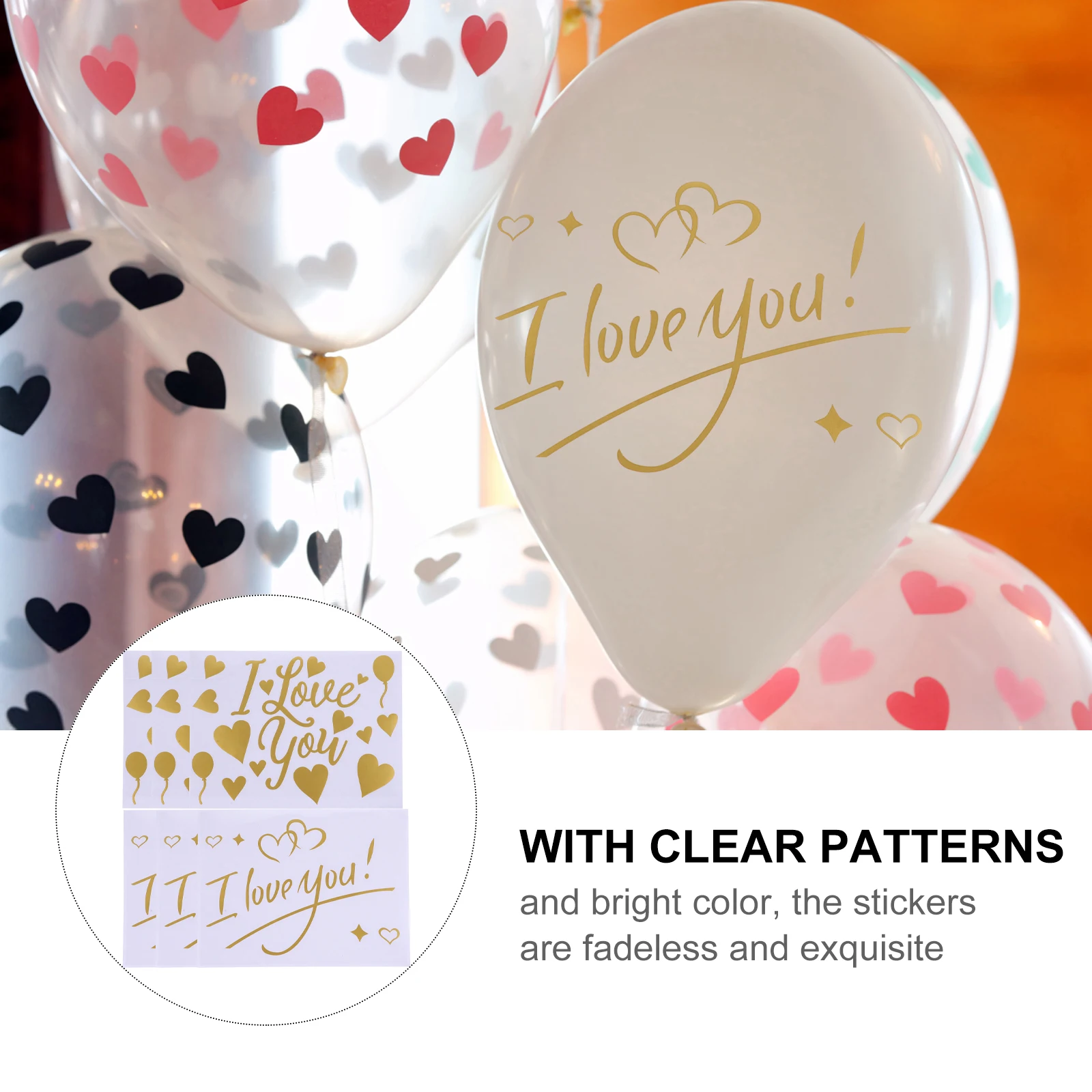 

1Set Wall Sticker DIY Valentine's Day Wedding Decorative Balloon Stickers High Quality PVC Self-Adhesive Stickers