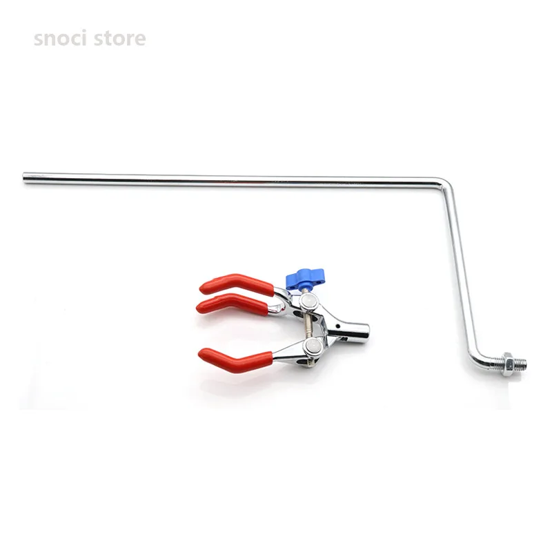 Laboratory three-jaw clamp L-shaped condenser tube with extension rod fixed by right-angle clamp and variable cross clamp1 piece