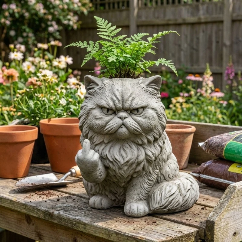 Novelty Animal Middle Finger Planter Pot, Cute Resin Flower Vase, Indoor Outdoor Desktop Decor, Unique Gift for Plant Lovers