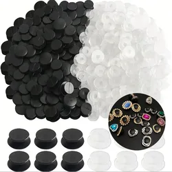 100/200-Pack Black & Clear Plastic Buttons For Hole Shoes Round Shoe Charms For Diy Crafts, Kids' Wristbands & Sewing Accessorie