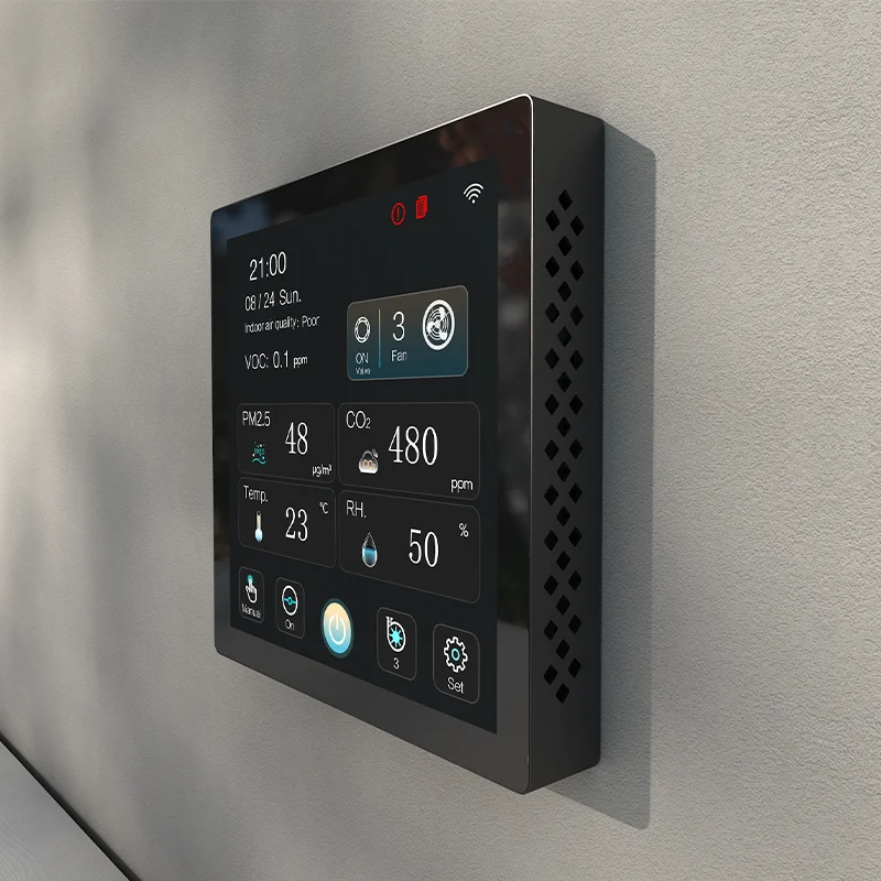 Intelligent AHU ERV HRV Controller With Temperature Humidity CO2 PM2.5 VOC Monitoring Ventilation Fan Controller