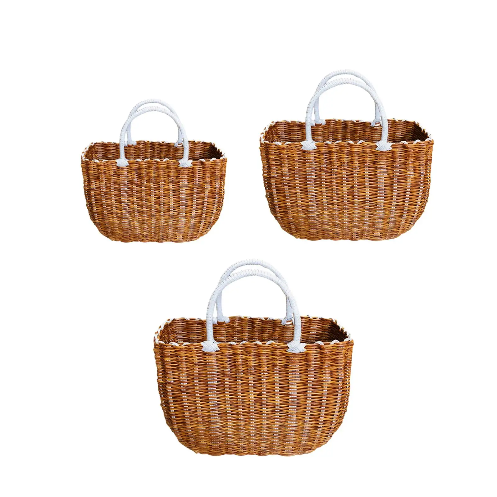 Imitation Rattan Basket, Nesting Basket Bin, Supermarket Shopping Basket for Garden