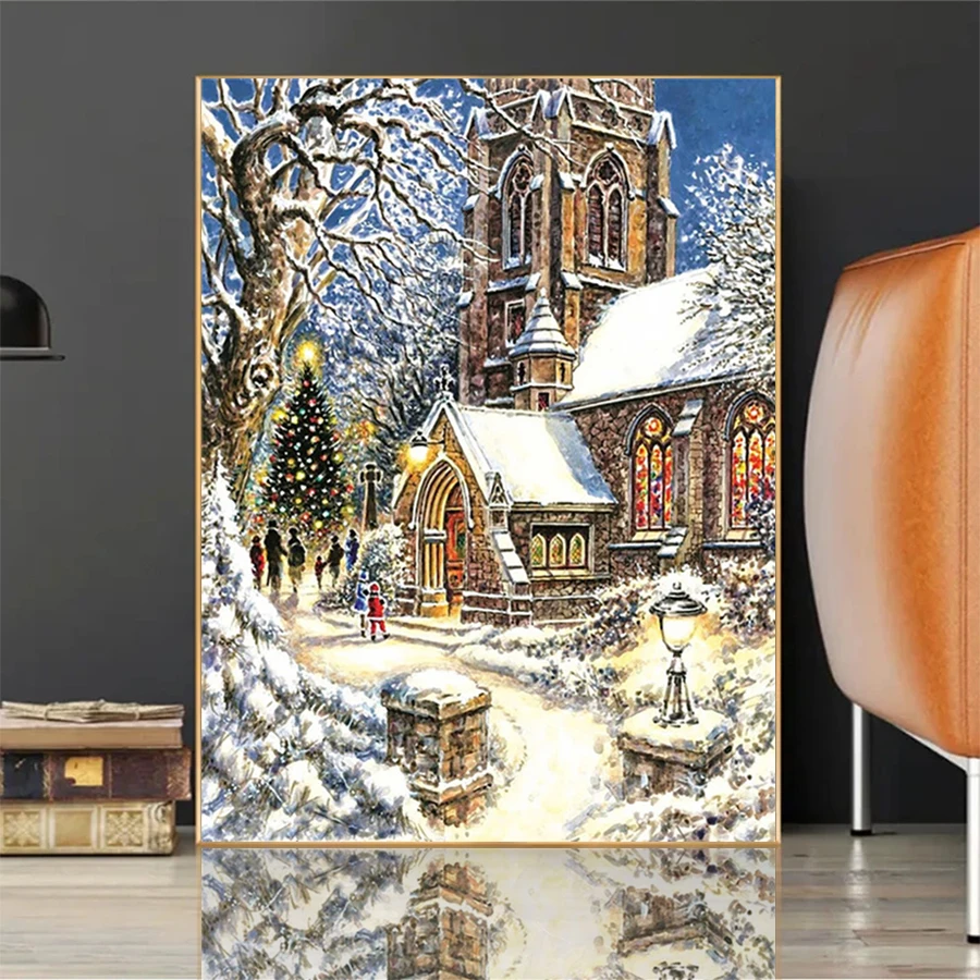 

Алмазная живопись, Рождественская елка, зимний пейзаж, вышивка крестиком, Алмазная мозаика, картина, вышивка кристаллами, бусины, рукоделие