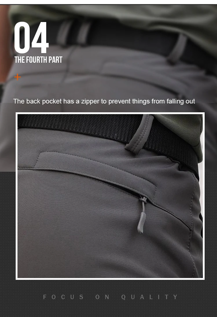 TRVLWEGO Dicke, warme Fleece-Wanderhose für Herren, Winter, winddicht, für den Außenbereich, Softshell, Regen, Trekking, Camping, Skihose – Detail 4