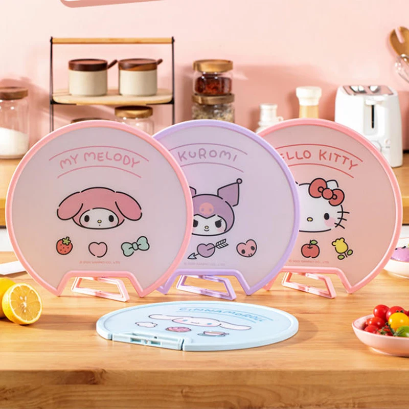

Sanrio Kawaii Kuromi Round Chopping Board Girls Home Kitchen Lovely Creative Fruit and Vegetable Cutting Board Can Stand Upright
