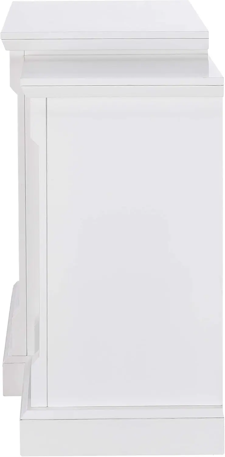 Faux Stone Electric Fireplace with Bookcases, New White  tv table