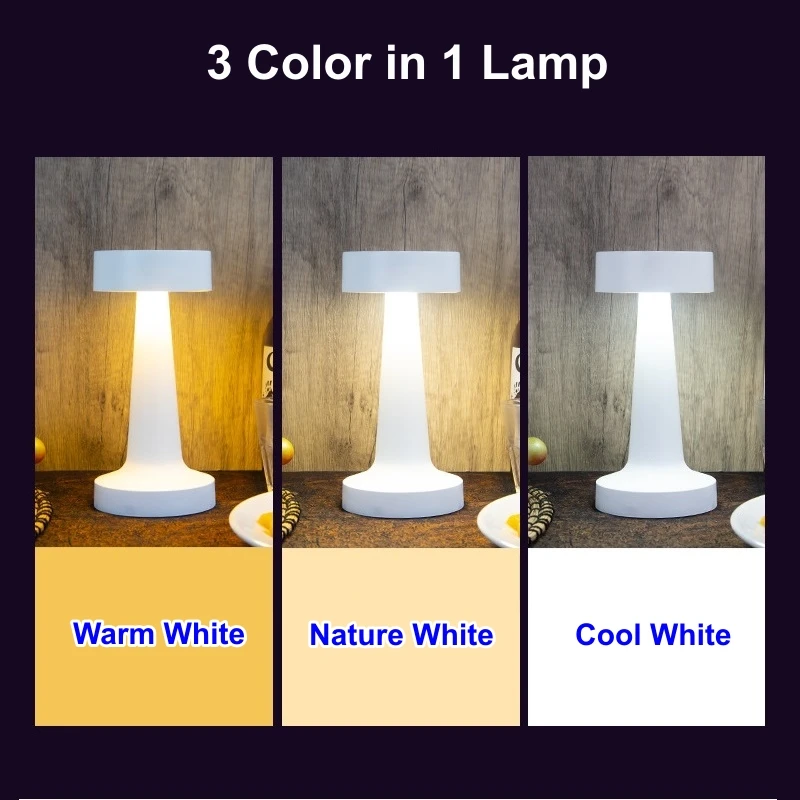 USB Rechargeable Touch Desk Lamp Wireless Bedside Decorative LED Table Lamp Restaurant Coffee Bar Home Mood Lighting Night Light