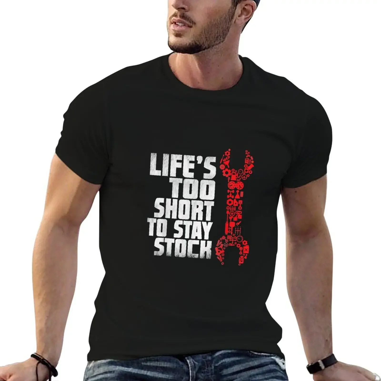 

Car Mechanic Life's Too Short To Stay Stock Distressed T-Shirt quick-drying graphic t shirts men clothing