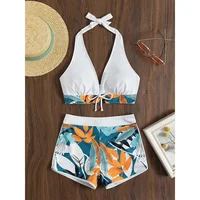 2023 Halter Bikini Set Short Swimsuit Women High Waist Swimwear Female Printed Bathers Swimming Bathing Swim Suit Beachwear - Image 3