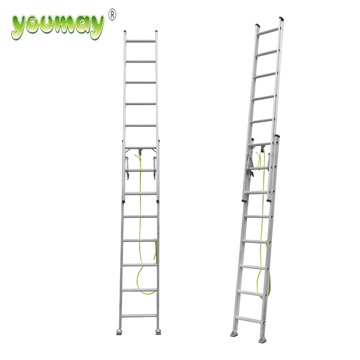 EN131 Foldable Ladder Aluminum 2 Section Extension Ladder 2x8 Steps Slide Ladder With Rope