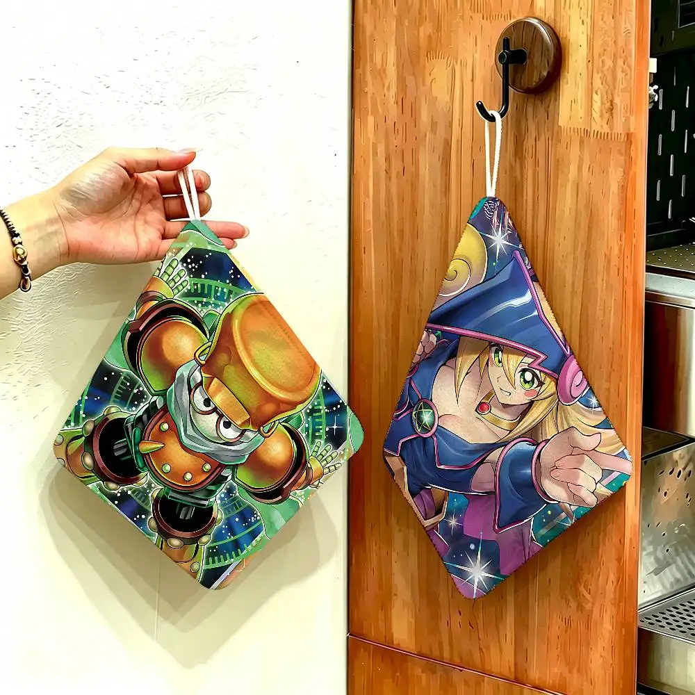 Classic Amine Yu Gi Oh Polyester Cotton Hand Wiping Towel, Hanging Design, Durable for Household Restaurant Toilet Use