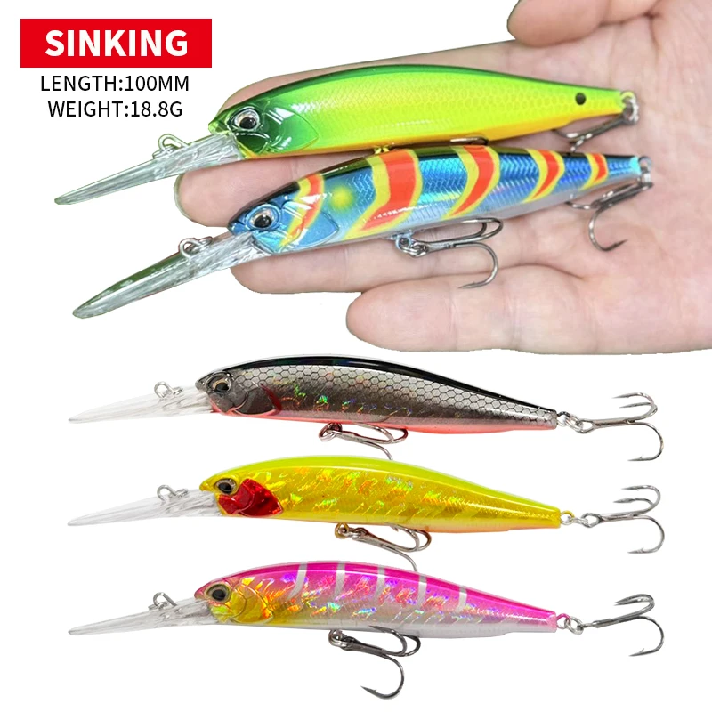 

1pcs 100mm 18.8g Sinking Minnow Lure for Fishing Isca Pesca Casting Wobbler Fishing Lures Saltwater Bass Trout Carp Fishing 9085