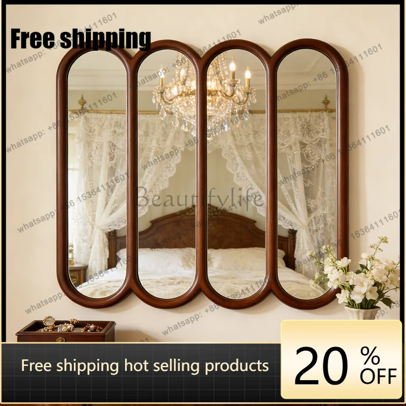 American retro bathroom mirror wall-mounted sink medieval makeup special-shaped wall-mounted decorative mirror