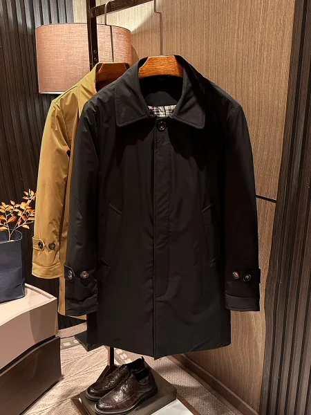 [Removable double-layer collar waterproof and warm] Winter high-end medium and long white duck down trench coat down jacket