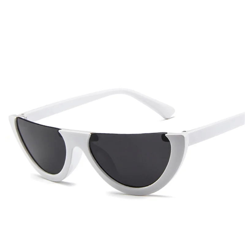 Fashion Cat Eye Sunglasses Women Vintage Small Half Frame Flat Top Sunglasses Female Eyewear Classic Shades Anti-glare UV400