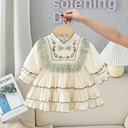Lolita Girls Princess Sweet Dress Spring Autumn Children Baby Kids Embroidery Long sleeve Holiday Birthday Dress