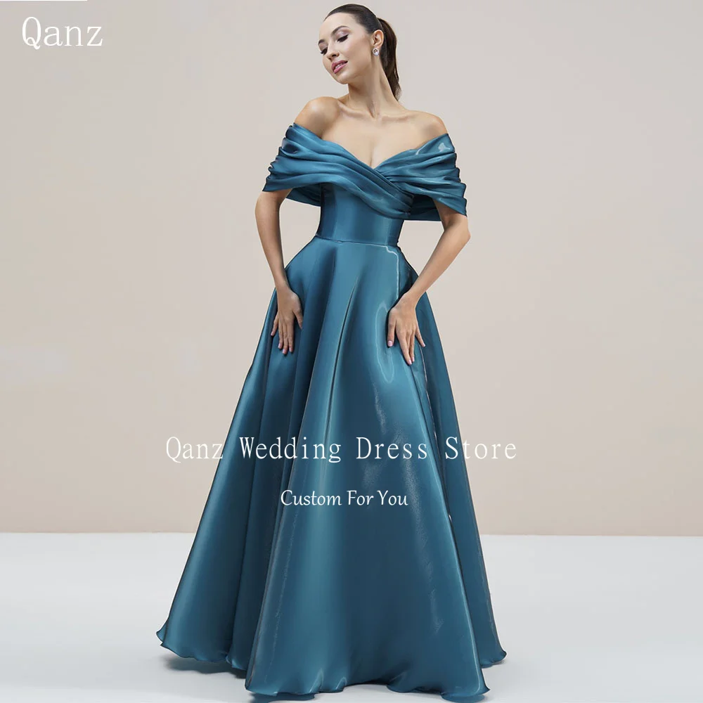

Qanz Off The Shoulder Prom Dress Floor Length Backless Formal Evening Gowns платье на выпускной Customized