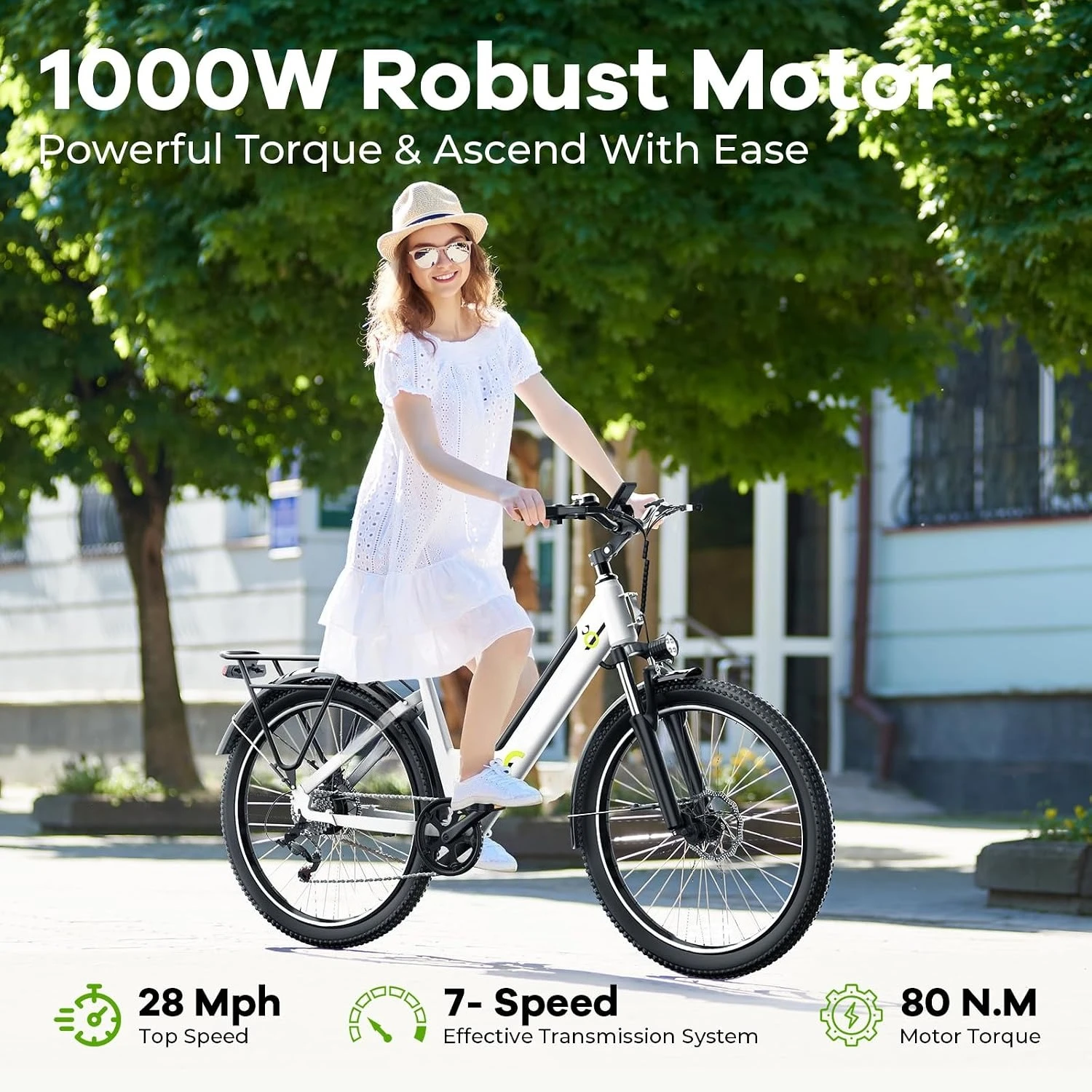 26" Adult Electric Bike 1000W Peak Motor Removable Battery Up to 80 Miles All-Terrain Ebike, Customized