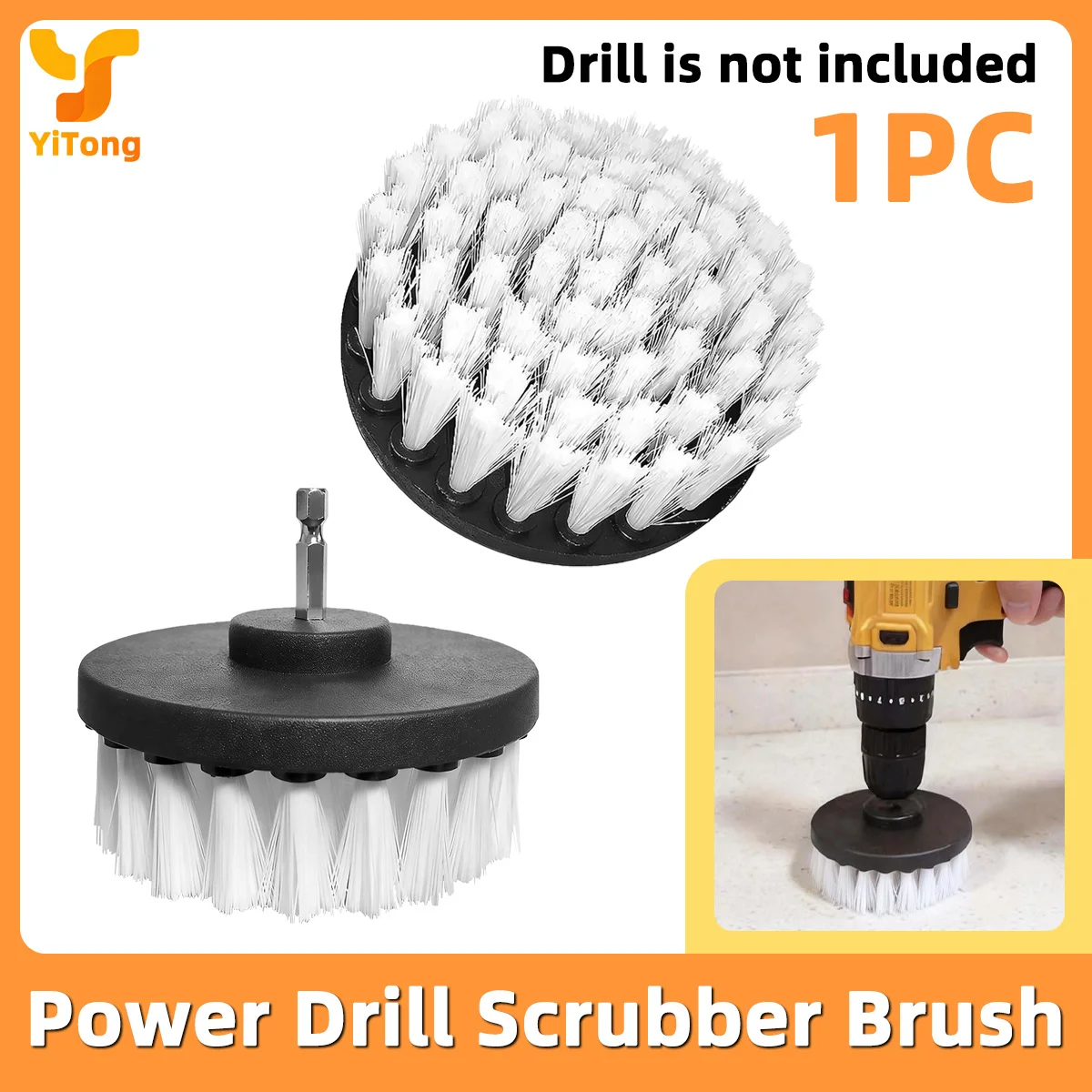 Yitong 1PC Round Nylon Drill Cleaning Brush Attachment Soft Elastic Power Scrubber Brush For Car Tiles Floor Carpet Cleaning Too