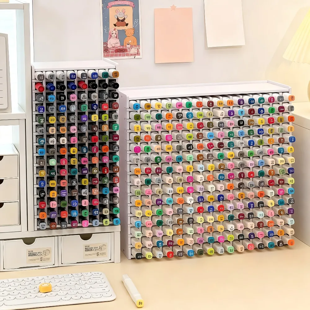 Support de rangement pour marqueurs acryliques grande capacité avec présentoir multi-niveaux - Organisateur en PVC robuste pour étudiants en art, enseignants
