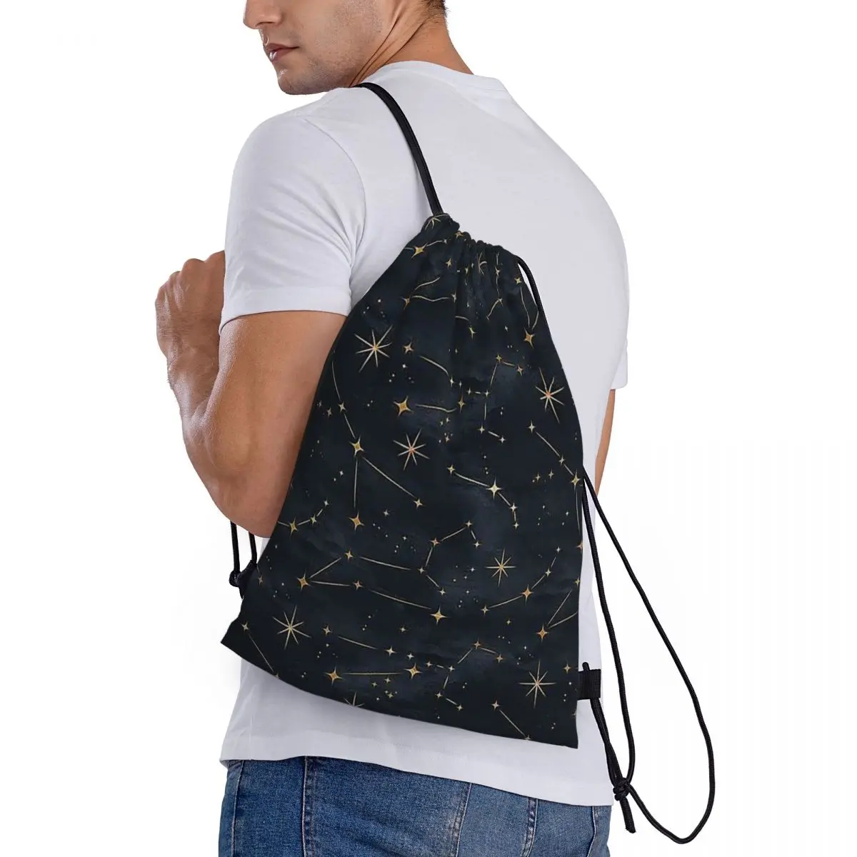 

Constellation Star Clusters Galaxies Print Halloween Backpacks Fashion Drawstring Bundle Pocket Sports Bag Book Bags Students