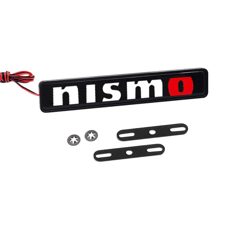 LEDフロントフードグリルエンブレムバッジ装飾カーライト 日産ニスモ ジューク ティーダ ティアナ GTR 350Z 370Z 240SX フェアレディ スカイライン用