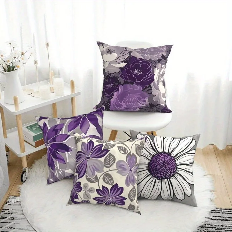 Abstract Floral Print Pattern Home Decor Pillowcase Bedroom Living Room Sofa Decoration Polyester Cushion Cover with Zipper