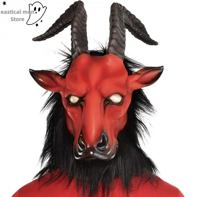 

Hellfire Beast Latex Mask Halloween Scary Demon Satan Mask Cosplay Fancy Dress Party Costume Accessory Horror Evil Goat Mask