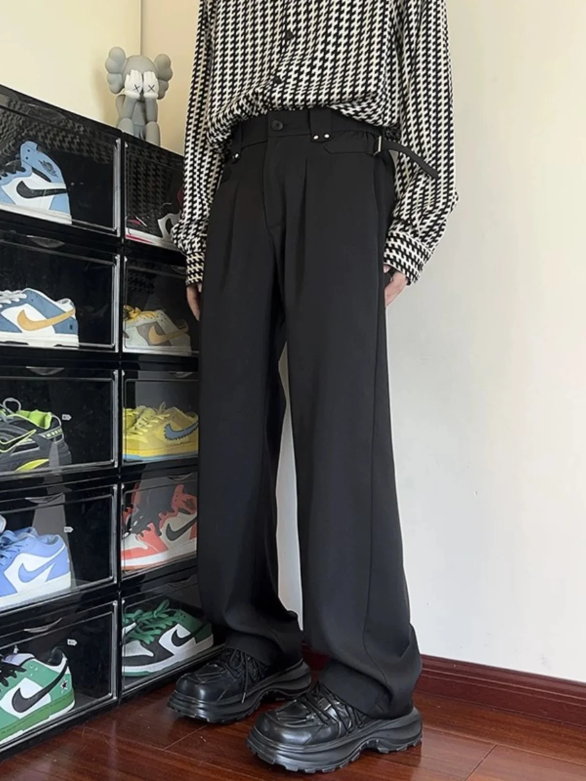 

Naples Men's Straight Leg Pants Drapey Loose Fit Casual Trousers Fashionable Brand High Waist Low Waist Business Formal Style