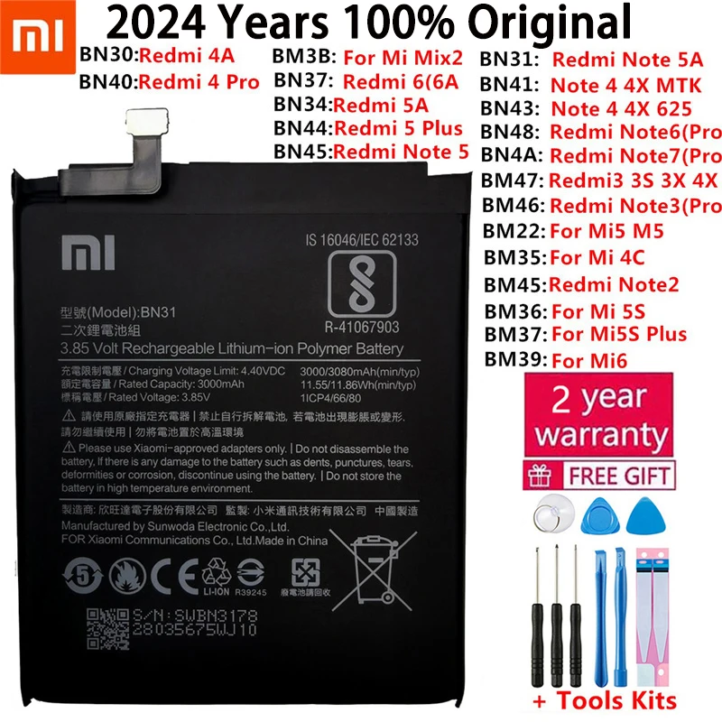 

Xiao Mi Original Phone Battery For Xiaomi Redmi Note 4 4X 3 3S 3X 4X 4A 3 pro 5 5A 6 6A Pro Mi4C Mi 5X Mi 5 Mi5 M5 Mi6 Batteries