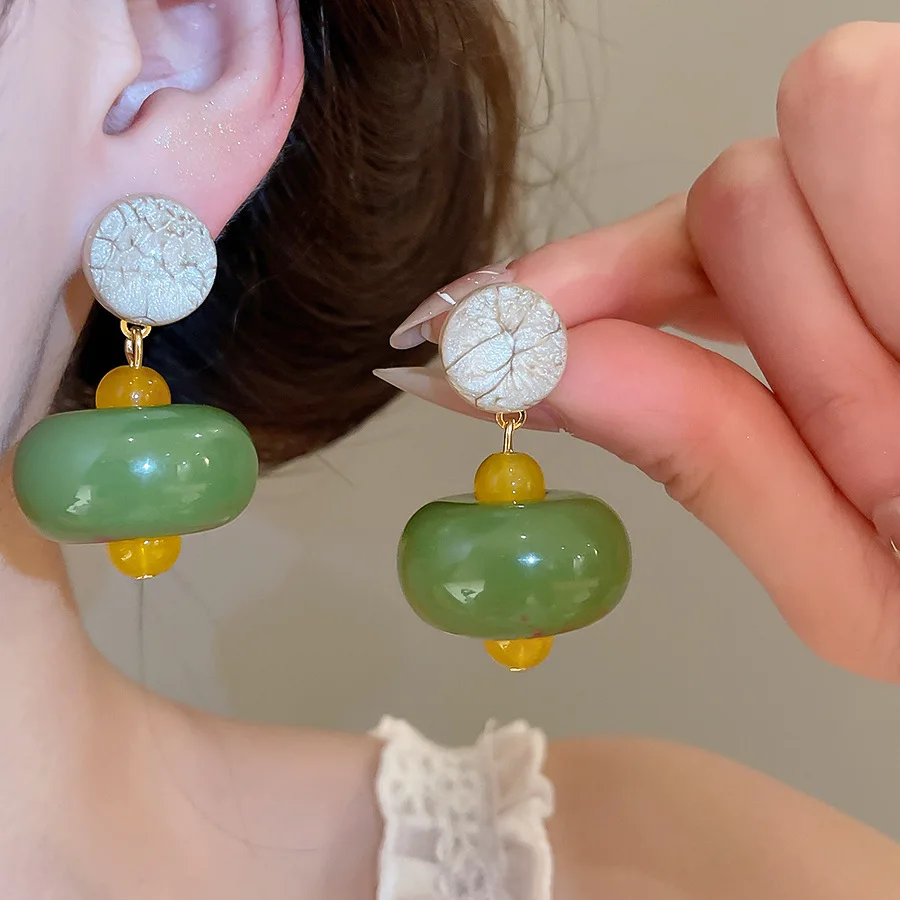 Fashion Resin Acrylic Beads Dangle Earrings for Women Classic Style Trendy Daily Accessories Multi Color Design Jewelry Gifts