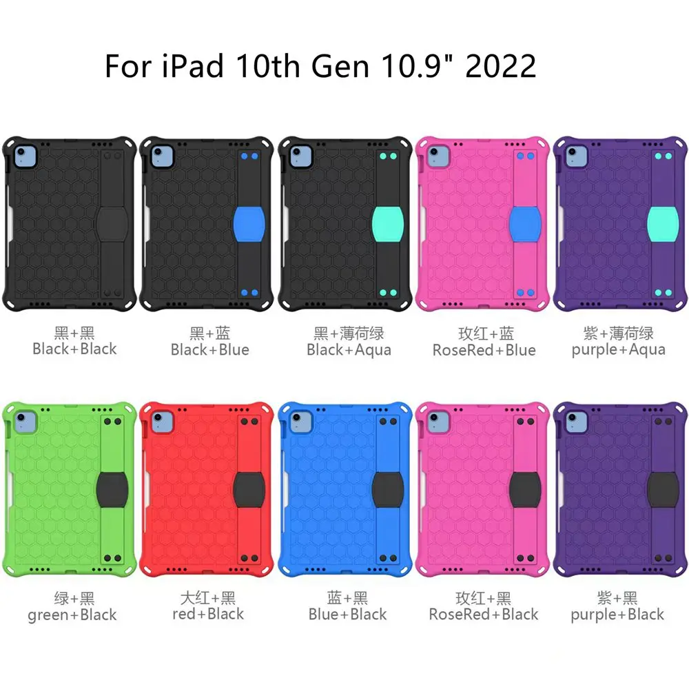 For iPad 10th Gen Case A2696 A2757 A2777 Tablet Cover for iPad 10th Generation Kids Cover for iPad 7/8/9 Mini Coque+Strap Air45