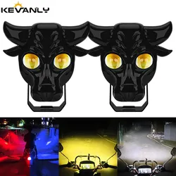2pcs Cow Shape Motorcycle LED 8 Modes Headlight Lamp Fog Light Electric Vehicle Projector Lens Spotlight For Moto High Quality