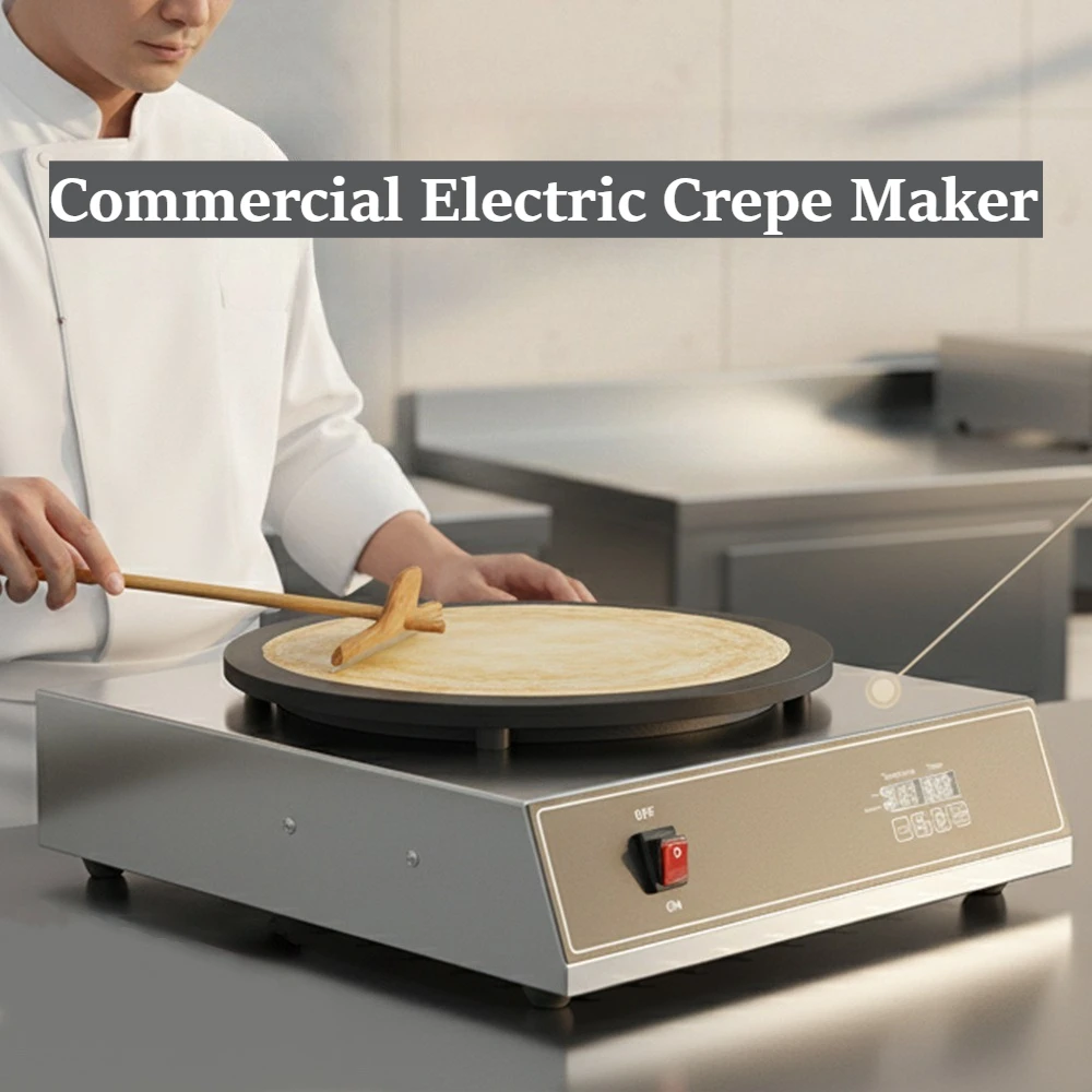 

Commercial Electric Crepe Maker Digital Control Stainless Steel Pancake Machine for Street Food Stall
