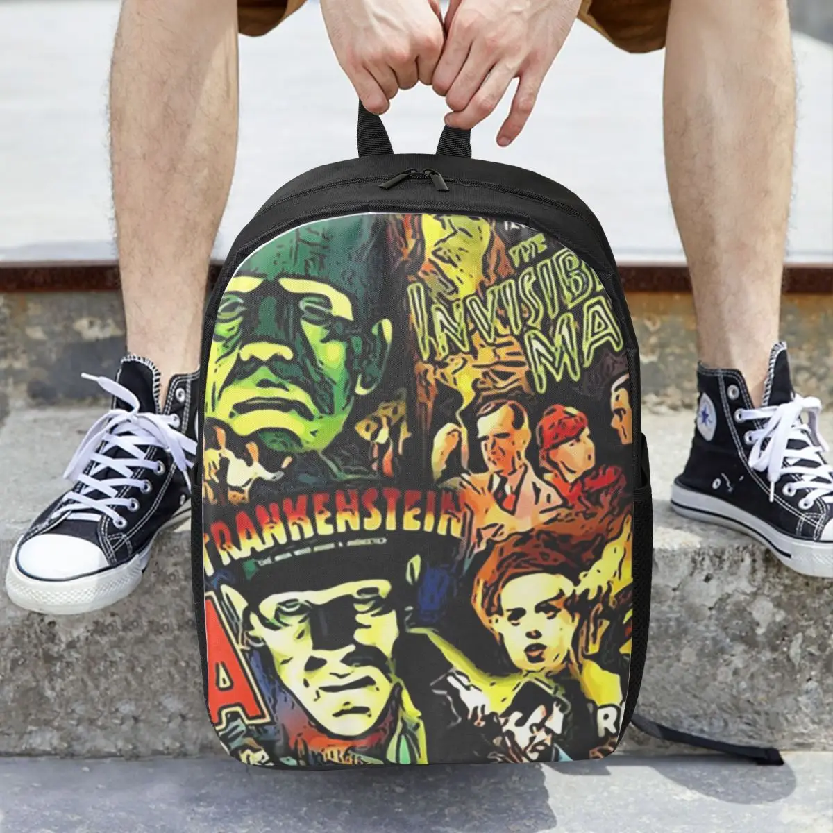 ホラーカルトユニバーサルモンスター映画フェイスマスク女性バックパックランドセル子供スクールバッグ携帯性リュックサックショルダーバッグ