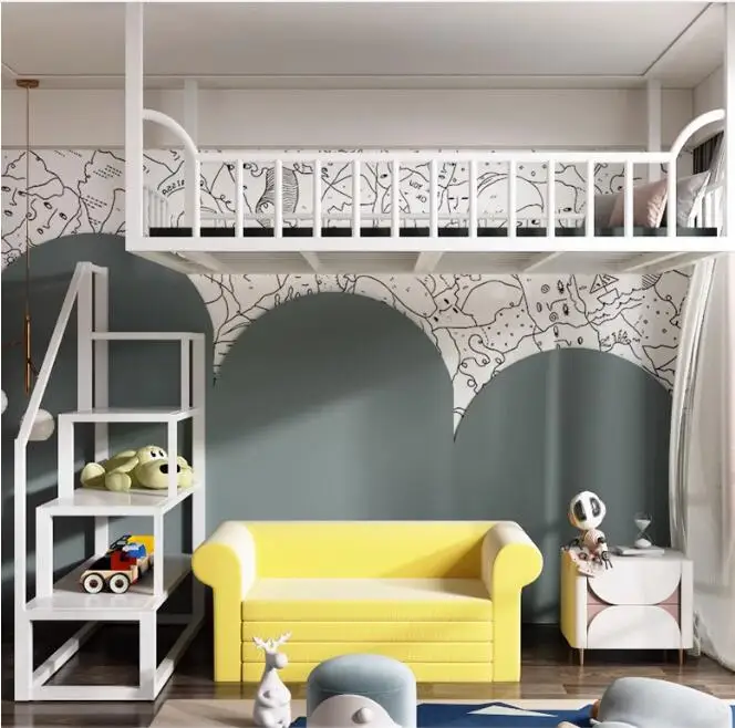 Wrought iron hanging bed for children Small apartment loft multi-functional space saving hanging bed