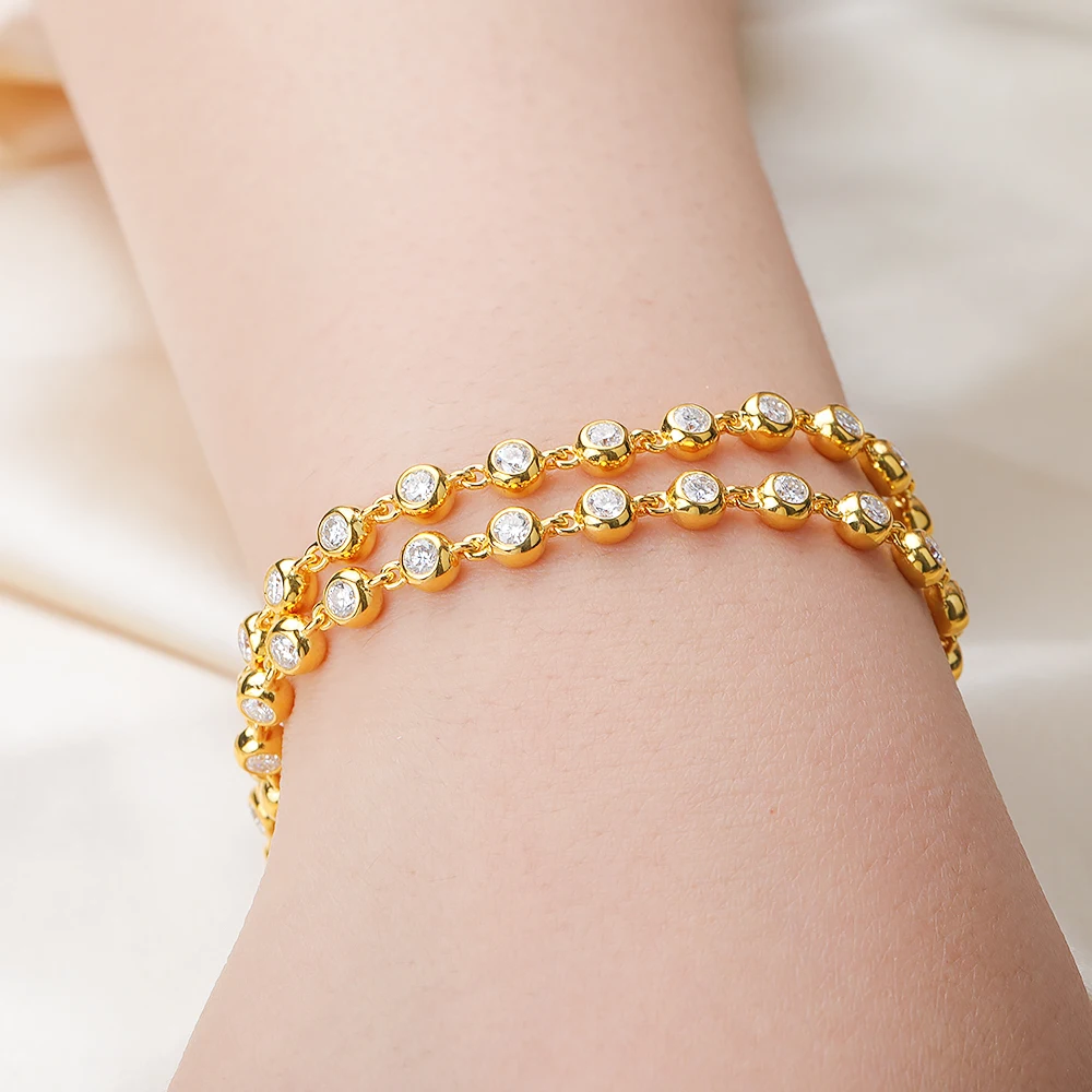 MUXIFC Bubble Full Moissanite Tennis Necklace 925 Sterling Silver Plated 18k Hip Hop Chain for Women GRA Certified Fine Jewelry