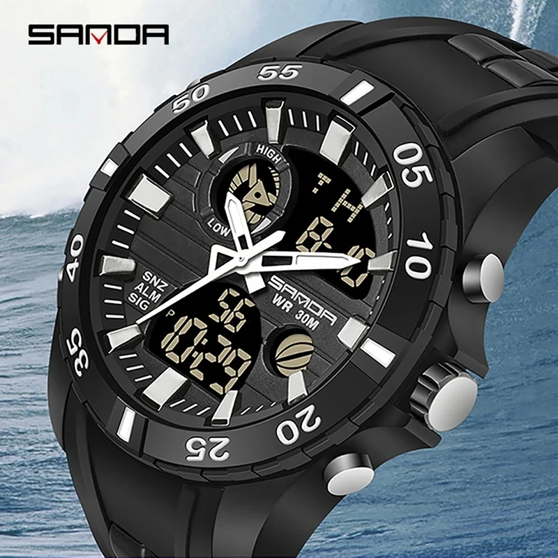 SANDA 791 Fashion New Sports Style Men Watch Durable Analog Digital Dial Multifunctional 2023 Electronic Clock Relogio Masculino