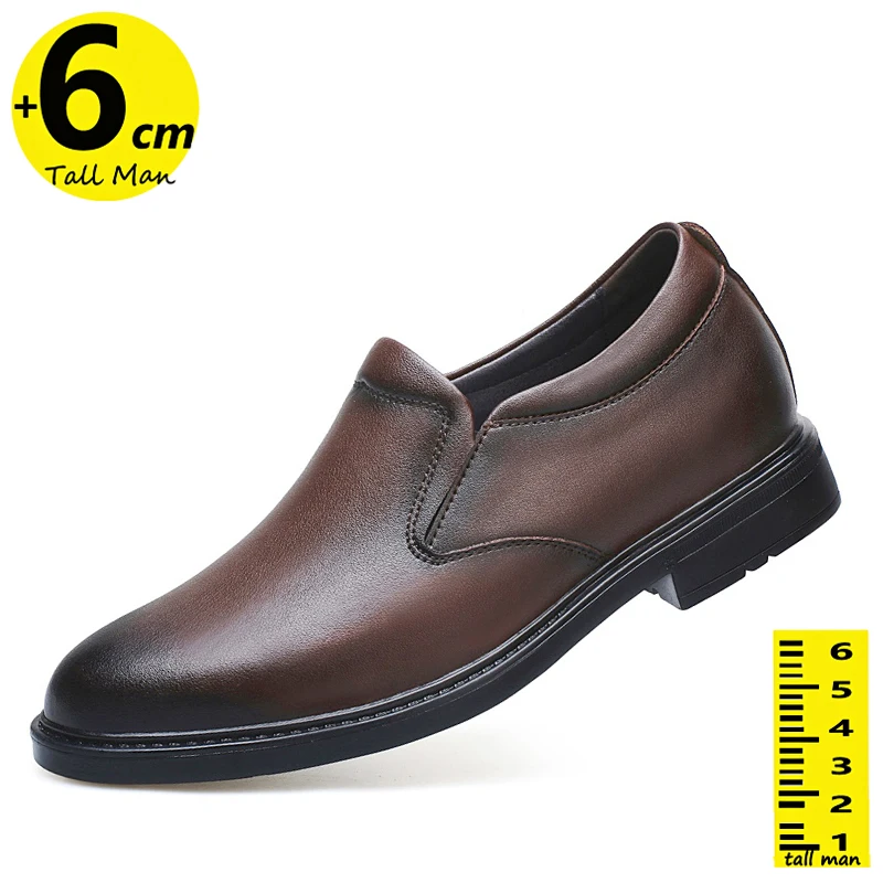 

Мокасины-усилители, свадебные мужские кожаные туфли-лифты, деловые стельки с лифтом, увеличивающие рост, 6 см, большие размеры 35-47
