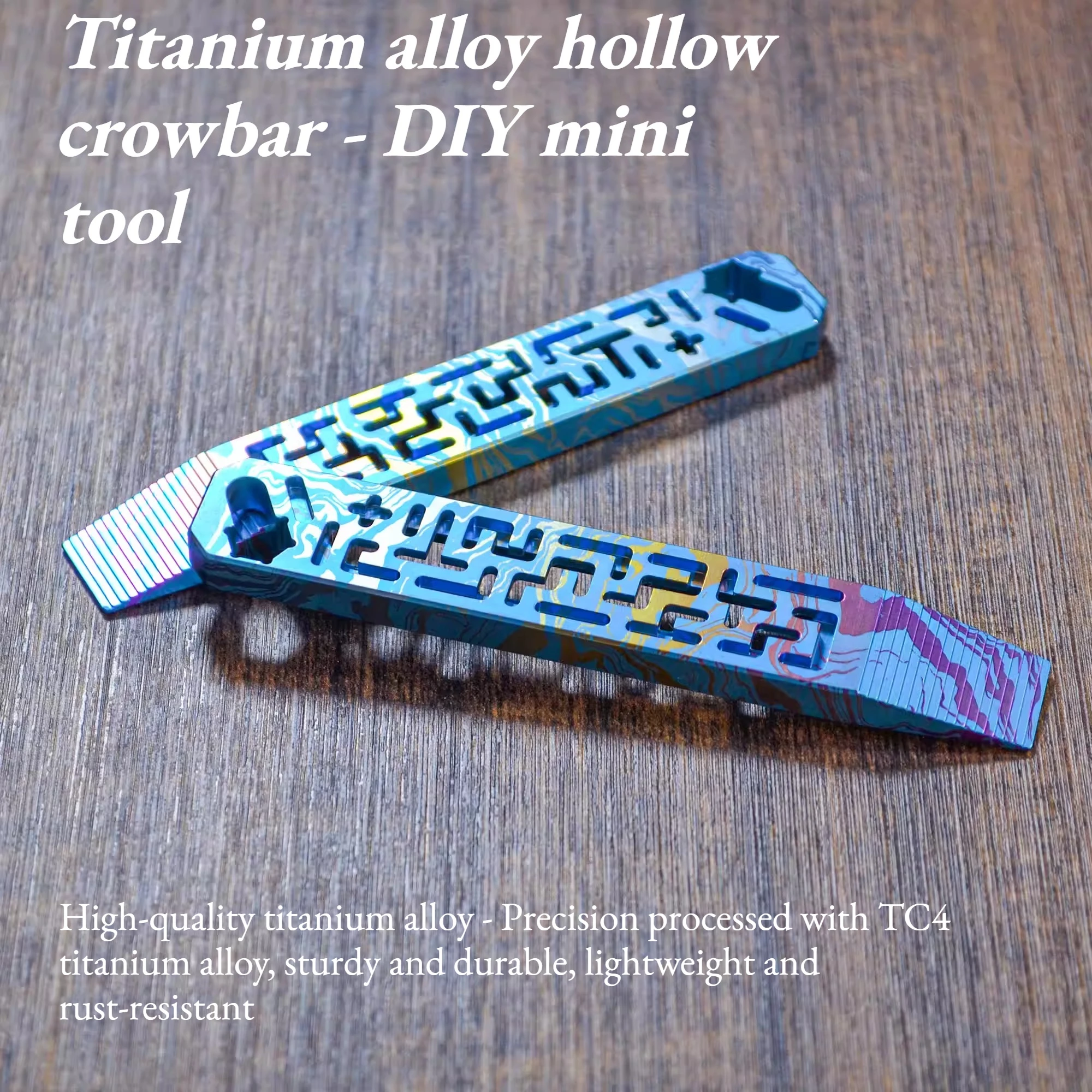 High-quality TC4 Titanium Alloy Hollowed-out Pry Bar DIY Mini Multi-functional Tool Wrench EDC Portable Equipment view 2