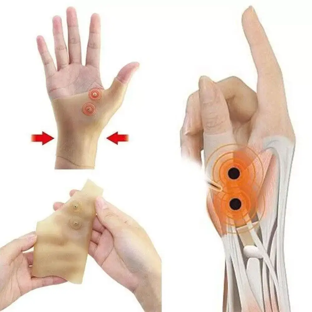 Guante de muñeca de Gel de silicona, terapia magnética, muñeca, mano, Pulgar, dolor, masaje, presión, artritis, soporte, Corrector, Y4F7