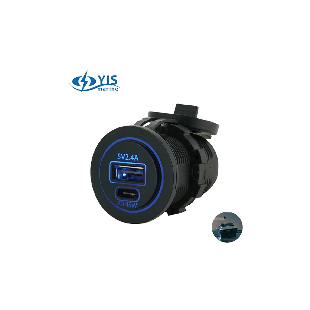 

12V Dual PD USB C Car Charger Socket, Fast Charging 2-Port Cigarette Lighter Adapter Compatible