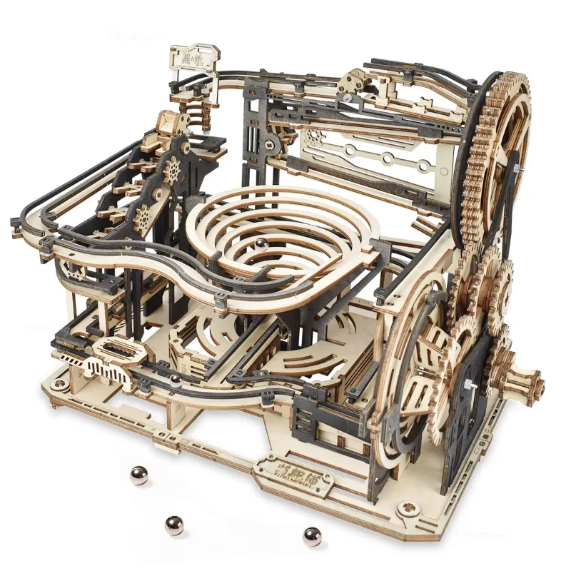 Chriyungel 3D en bois marbre course Puzzle bricolage modèle de construction Kits boule roulante piste casse-tête jeu cadeau pour adultes adolescents enfants